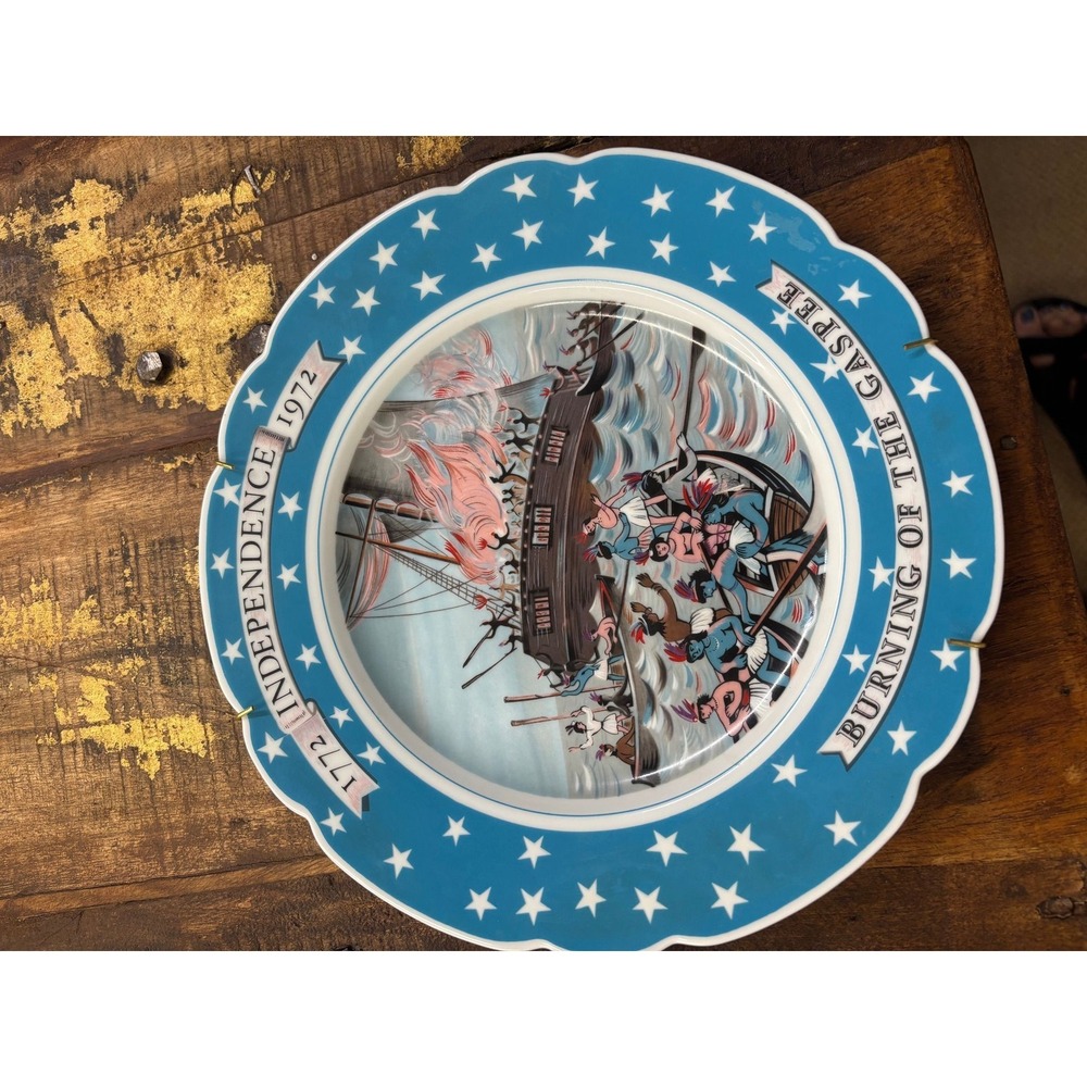 Haviland Limoges Bicentennial plate depicting "The Burning of the Gaspee"
